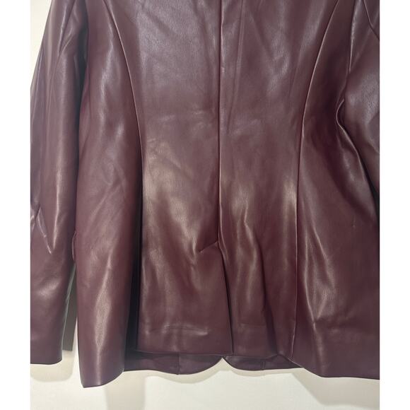 Women’s Plum Faux Leather Blazer Jacket - Picture 13 of 16
